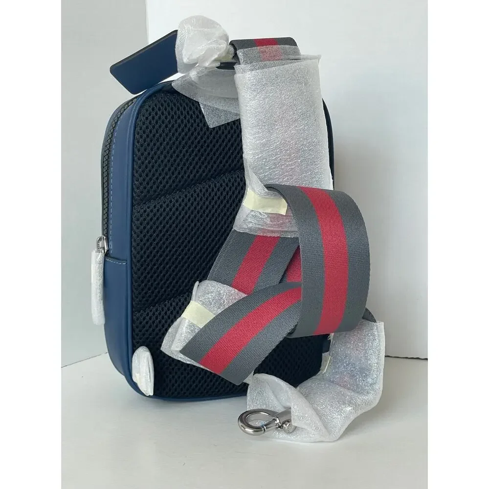 Coach Racer Sling Pack CDC85 Leather Varsity Stripe Small Crossbody - Picture 6 of 13